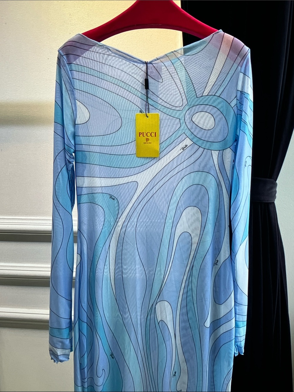 Emilio Pucci Light Blue & White Marble-Print Maxi Dress - Picture 2 of 8